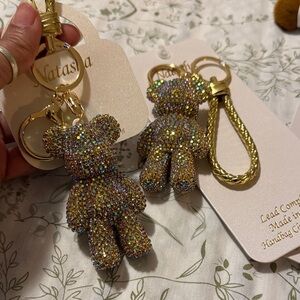 Bear bag charm key ring with Golden Loop